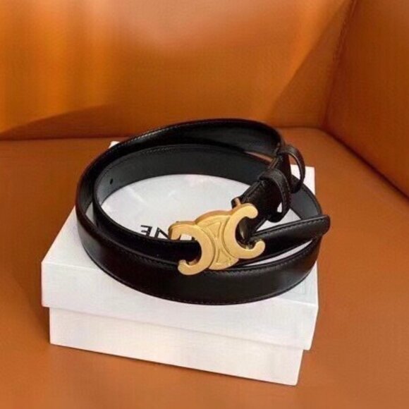 🧼Celine Black Leather Belt with Elegant Gold Hardware🧼 - Picture 1 of 7
